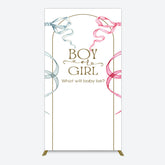 Aperturee - Aperturee Blue Pink Ribbon Boy Or Girl Baby Shower Rectangle Backdrop